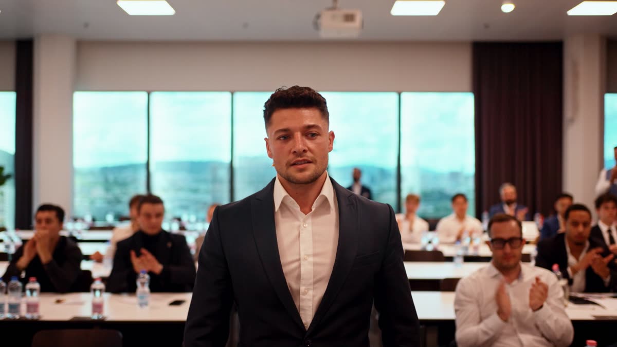 Adin Ikanovic vor dem Publikum eines Schweizer Immobilien-Events